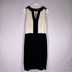 Banana Republic Black & Cream Colorblock Stretch Sleeveless Midi Dress Size 4
